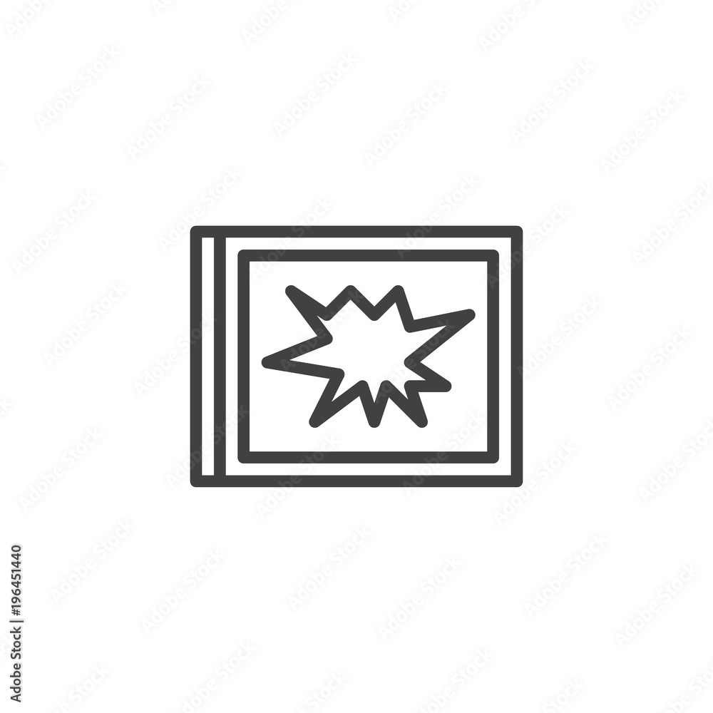 Broken window outline icon. linear style sign for mobile concept and web design. Robbery simple line vector icon. Symbol, logo illustration. Pixel perfect vector graphics Broken window outline icon. linear style sign for mobile concept and web design. Robbery simple line vector icon. Symbol, logo illustration. Pixel perfect vector graphics