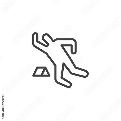 Dead person chalk outline icon. linear style sign for mobile concept and web design. Crime scene simple line vector icon. Symbol, logo illustration. Pixel perfect vector graphics