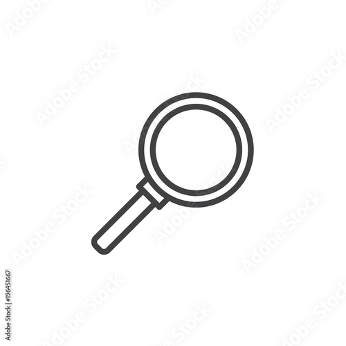 Magnifying glass outline icon. linear style sign for mobile concept and web design. Loupe simple line vector icon. Symbol, logo illustration. Pixel perfect vector graphics