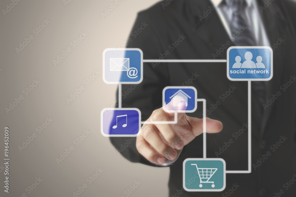 touch virtual icon of social network touch virtual icon of social network