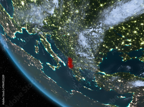 Night view of Albania on Earth