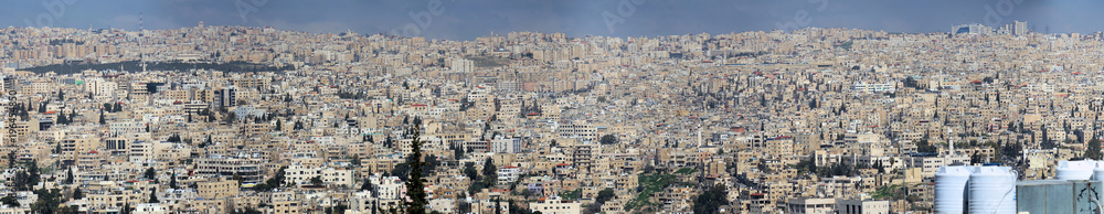 High resolution panoramic view from the not very nice development of Amman, the capital of the Kingdom of Jordan.