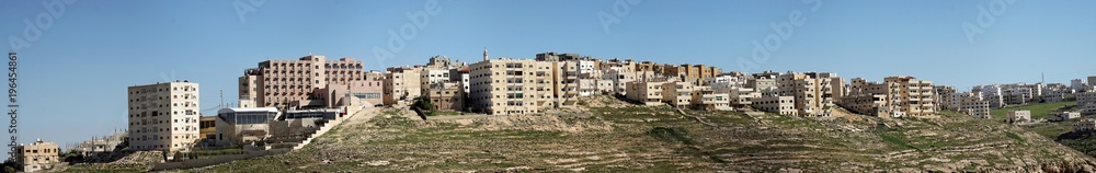 Composite high-resolution panorama of the high-rise housing estate on the outskirts of the city of Karak in Jordan. Composite high-resolution panorama of the high-rise housing estate on the outskirts of the city of Karak in Jordan.
