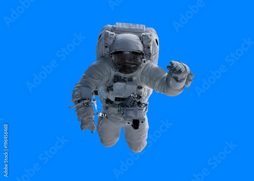 Fototapeta Naklejka Na Ścianę i Meble -  Astronaut isolated on blue background 3D rendering elements of this image furnished by NASA