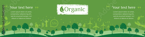 Billboard or web banner of Clean green environment with grunge style. Vector of nature, ecology, organic, environment banners