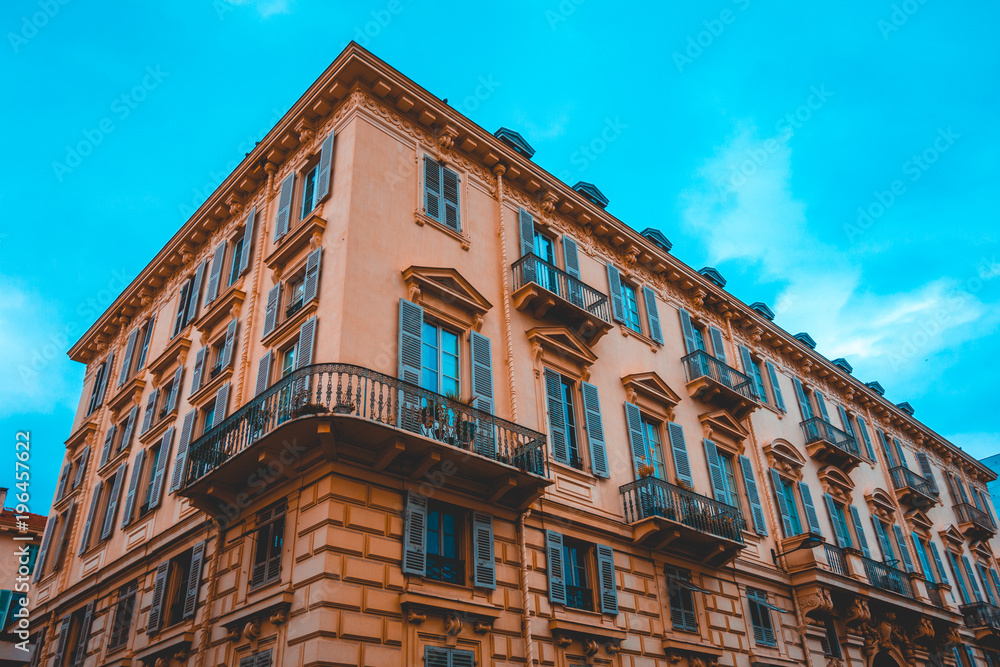 residential and mediterranean style building in vintage colors