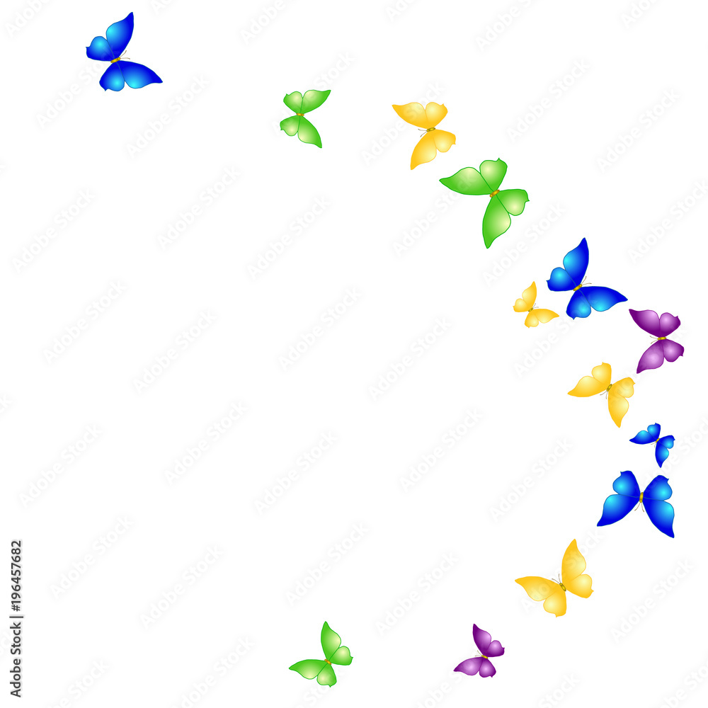 Summer Background with Colorful Butterflies. Simple Feminine Pattern for Card, Invitation, Print. Trendy Decoration with Beautiful Butterfly Silhouettes. Vector Background with Moth Summer Background with Colorful Butterflies. Simple Feminine Pattern for Card, Invitation, Print. Trendy Decoration with Beautiful Butterfly Silhouettes. Vector Background with Moth
