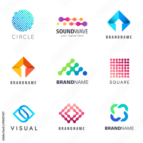 Collection of vector abstract logos for business.