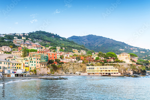 View from the sea to the Bogliasco - fishermen's Village of the Ligurian Riviera