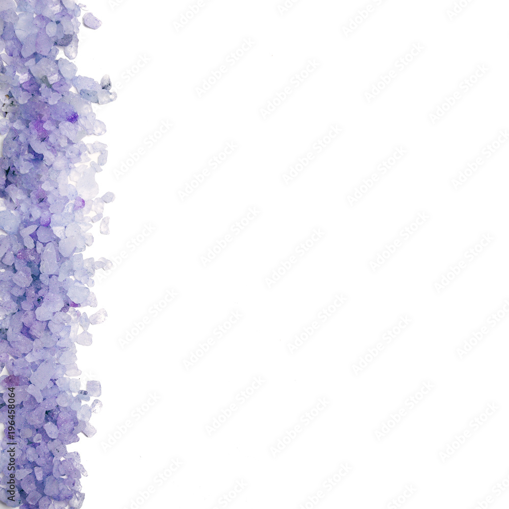 Violet sea salt isolated on white background, lavender Violet sea salt isolated on white background, lavender