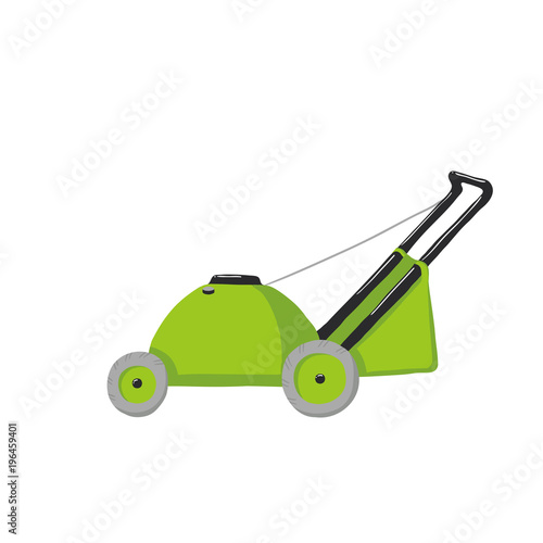 Detailed colorful lawn mower, isolated on white