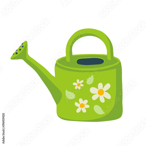 Detailed colorful watering can, isolated on white