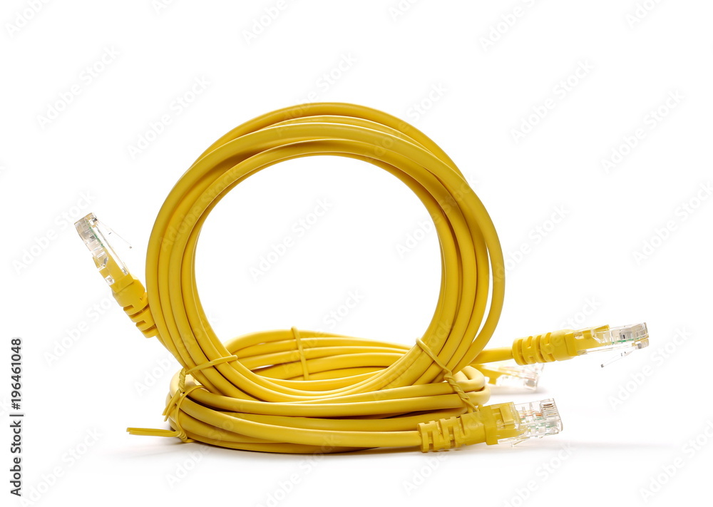 Yellow cable isolated on white background Stock Photo Adobe