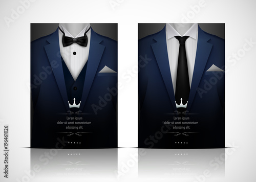Blue Suit and Tuxedo with bow tie