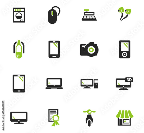 Supermarket electronic icons set