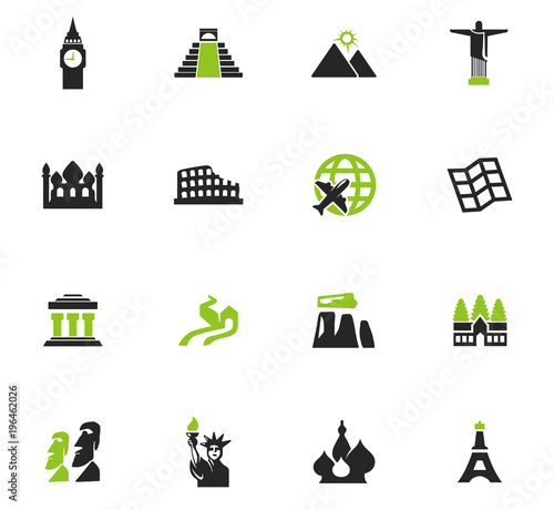 Travel and Wonders icons set