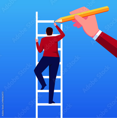 Draw ladders to help businessmen climb higher stairs