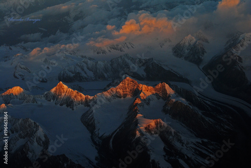 The Himalayas , from flight, a birds-eye wiew.