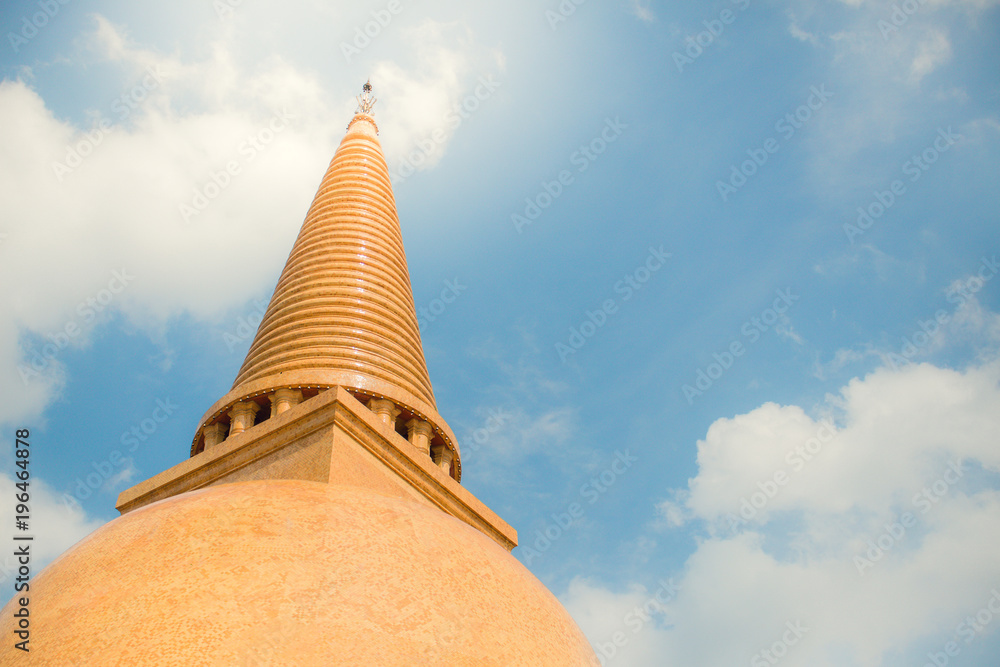 Top pagoda in Bowonniwet Vihara temple on blue sky, Thailand Top pagoda in Bowonniwet Vihara temple on blue sky, Thailand
