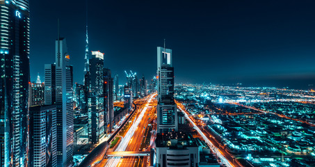 Dubai Cityscape Night Long Exposure