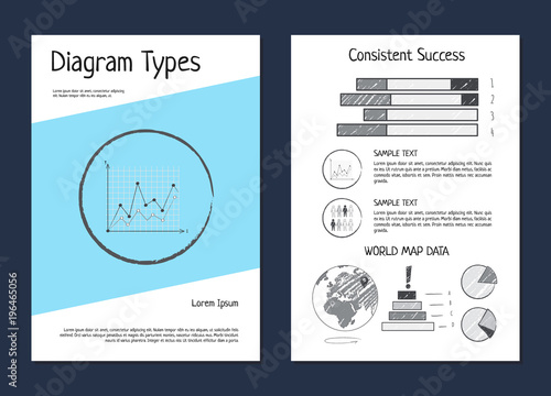 Diagram Types Wold Map Data Vector Illustration