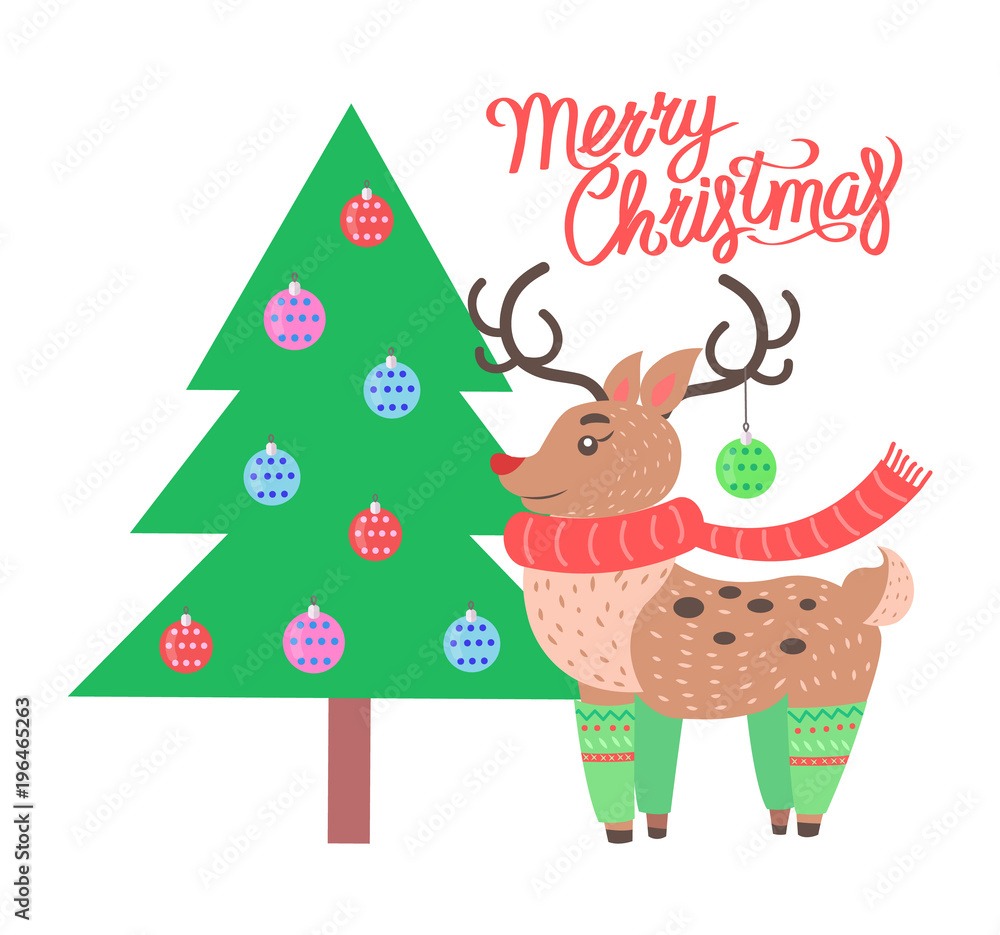 Merry Christmas Reindeer on Vector Illustration Merry Christmas Reindeer on Vector Illustration
