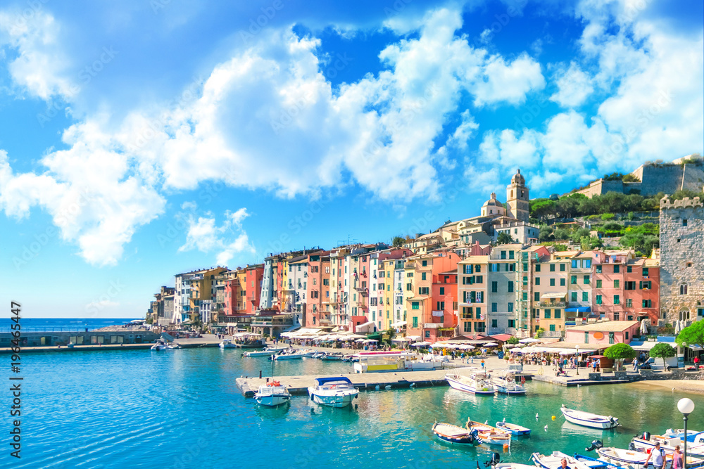 Colorful picturesque harbour of Porto Venere, Italian Riviera, Liguria, Italy