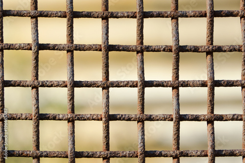 Rusty cage close up. Blurred Background