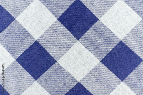 Checkered fabric. Gray and blue color. Close up © somemeans