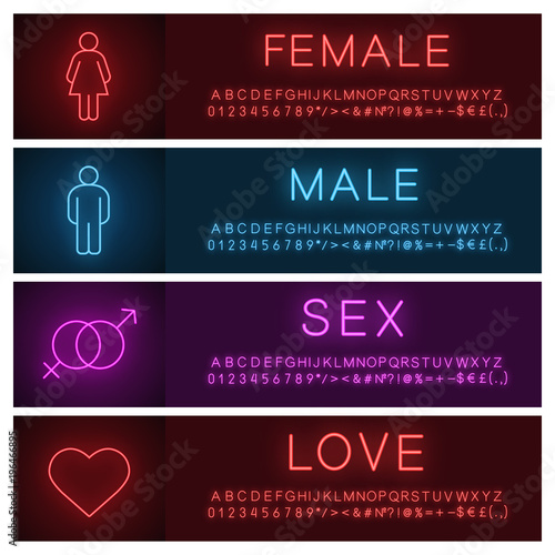 People neon light banner templates set photo