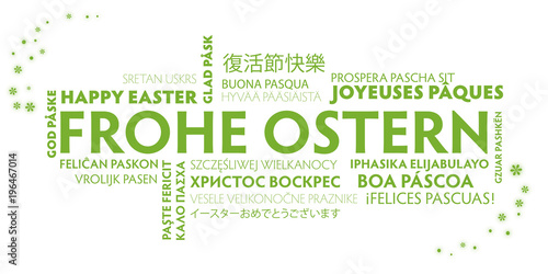 Frohe Ostern mehrsprachig - weiß grün