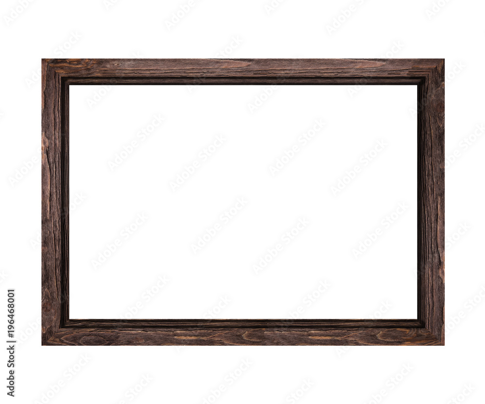 narrow dark brown wooden frame for pictures and photos isolated on white background narrow dark brown wooden frame for pictures and photos isolated on white background