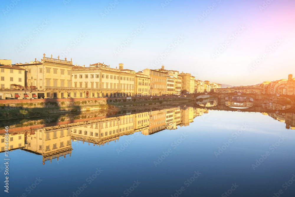 Panoramic view of the Florence or Firenze - an Italian city on the Arno River