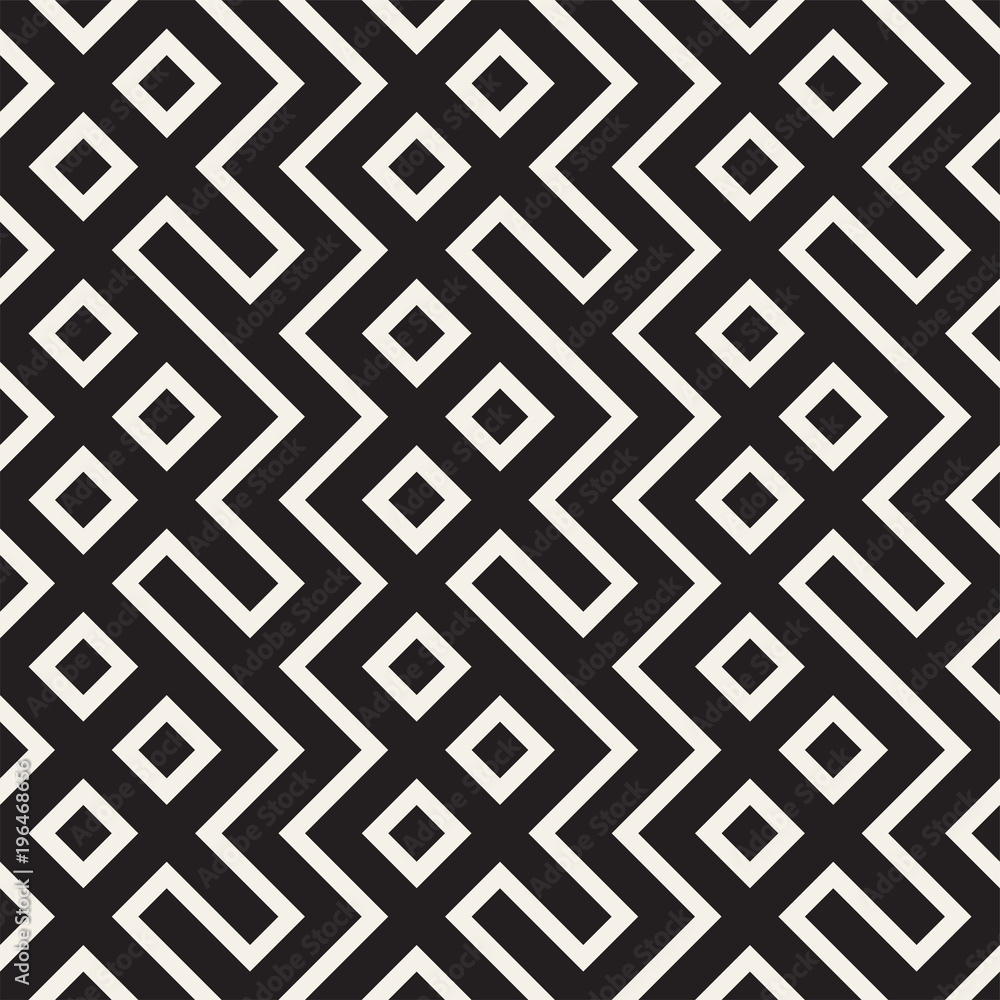 Stylish lines lattice. Ethnic monochrome texture. Abstract geometric background design. Vector seamless pattern. Stylish lines lattice. Ethnic monochrome texture. Abstract geometric background design. Vector seamless pattern.