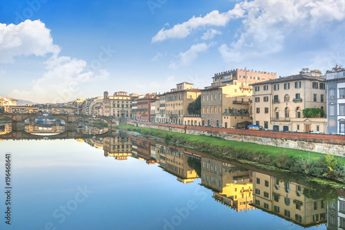 Tourists on the bridge over the river Arno, Florence, Italy