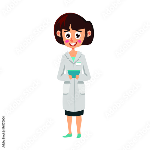 Lady doctor cartoon flat vector illustration isolated on white background.