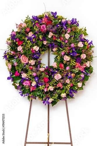 Funeral wreath isolated on a white background