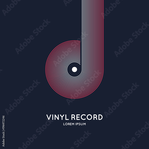 Poster of the Vinyl record. Illustration music on dark background.