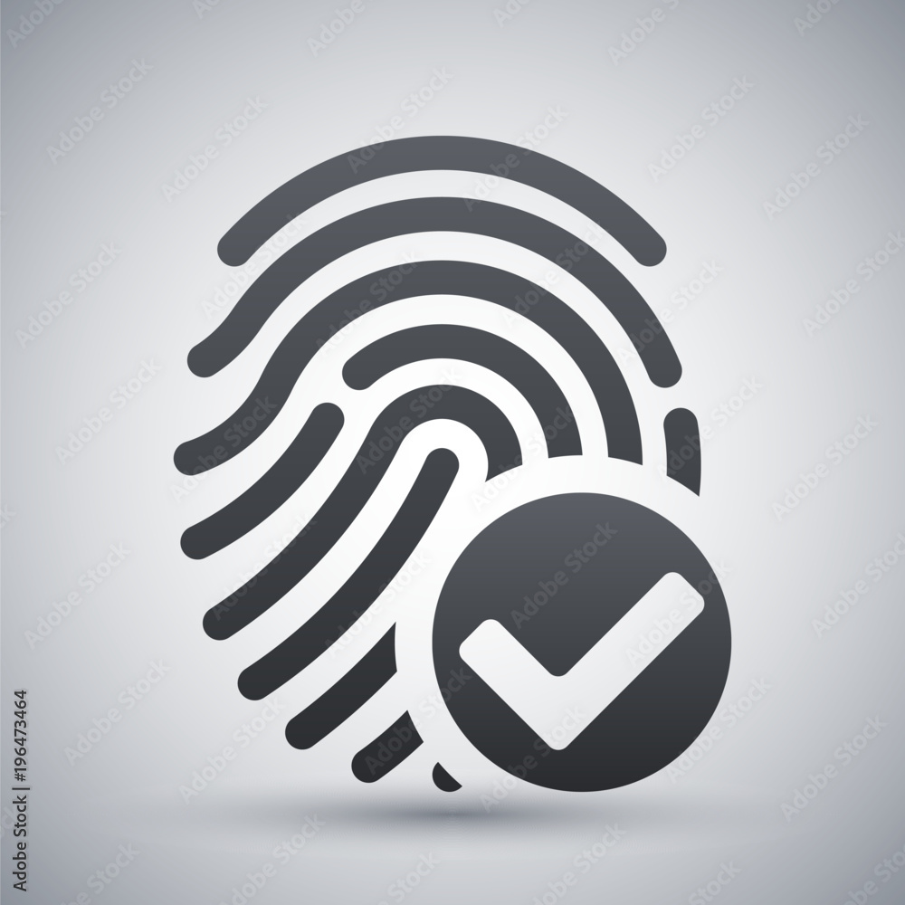 Vector fingerprint accepted icon on a light gray background Vector fingerprint accepted icon on a light gray background
