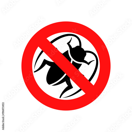 Icono plano señal prohibido cucaracha