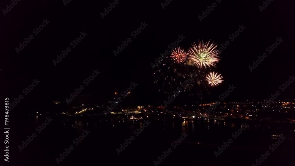 Fireworks over the Mediterranean Sea - Aerial View Fireworks over the Mediterranean Sea - Aerial View