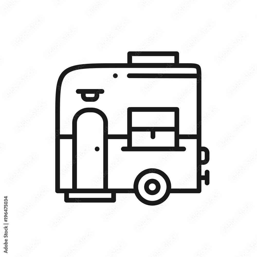 Mobile Trailer Line Icon. Camping Caravan Trailer Home. Mobile Trailer Line Icon. Camping Caravan Trailer Home.