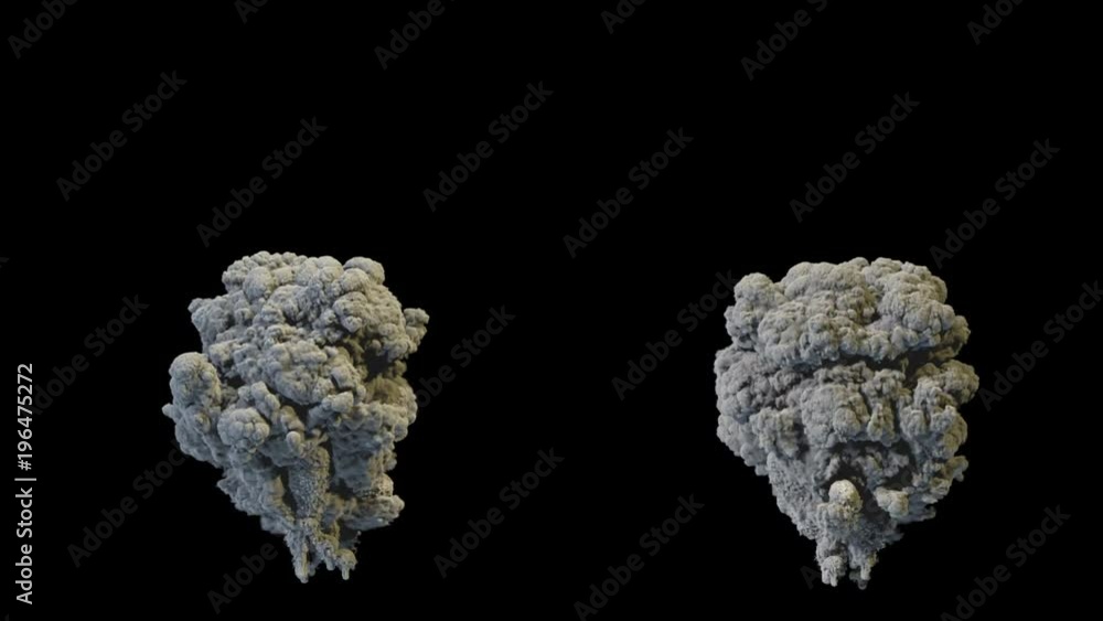 Volcano eruption, a cloud of gray smoke, effect isolated on black background Volcano eruption, a cloud of gray smoke, effect isolated on black background