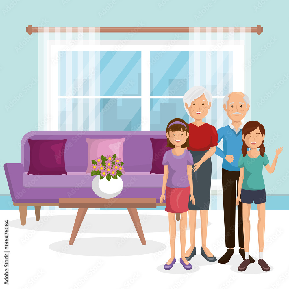 family members in the living room family members in the living room