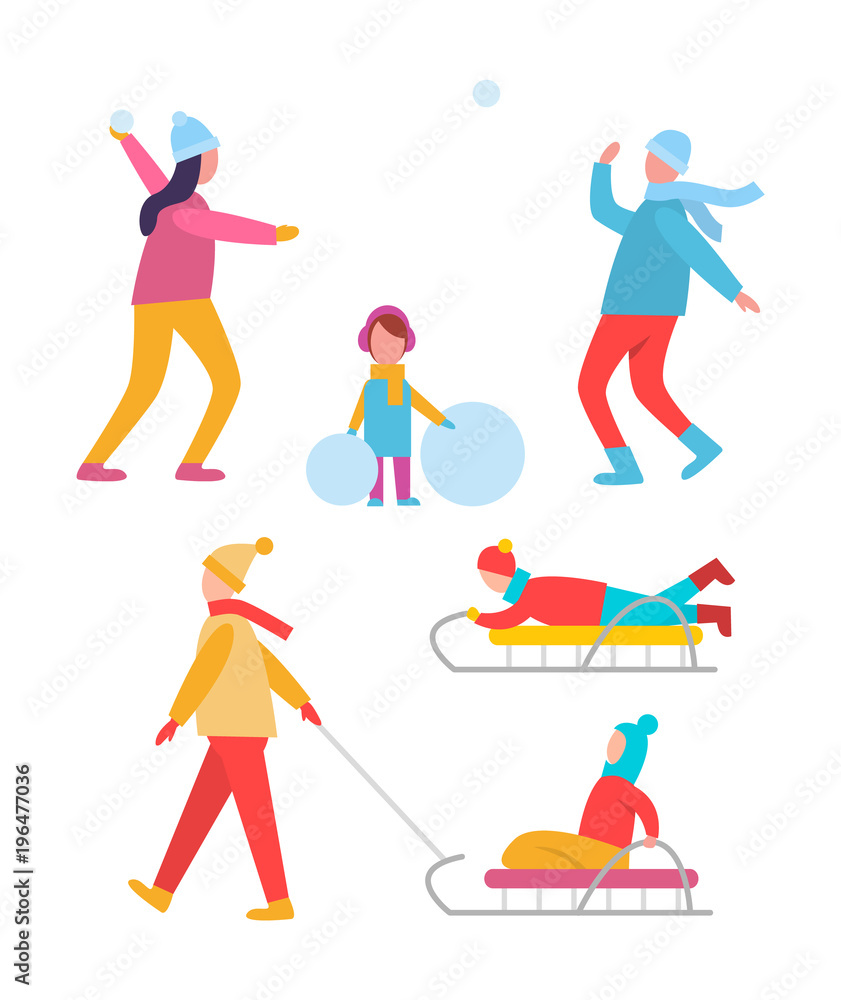 Peoples Activities in Winter Vector Illustration