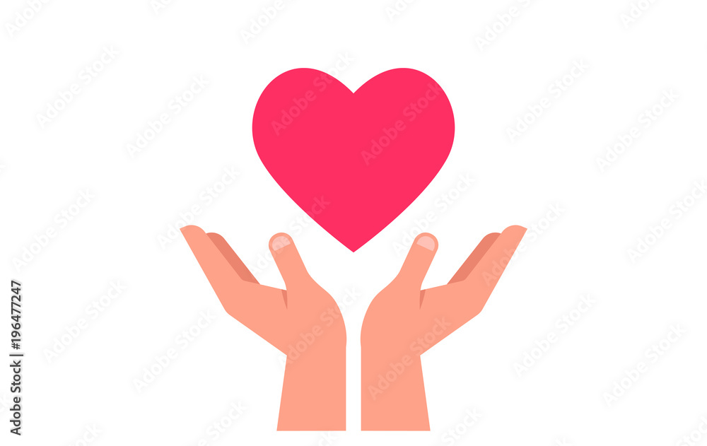Charity, giving and donation poster with hands holding red heart Charity, giving and donation poster with hands holding red heart