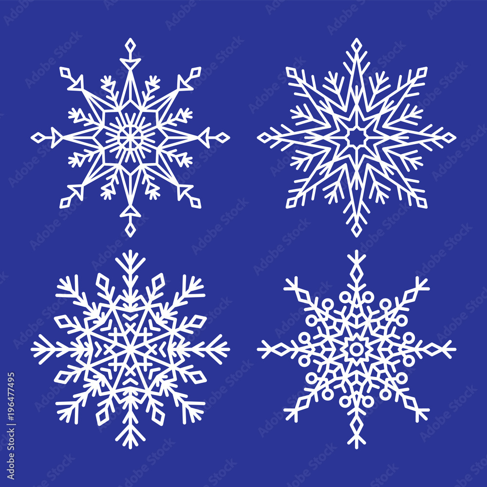 Snowflakes Collection Closeup Unique Ice Crystals Snowflakes Collection Closeup Unique Ice Crystals