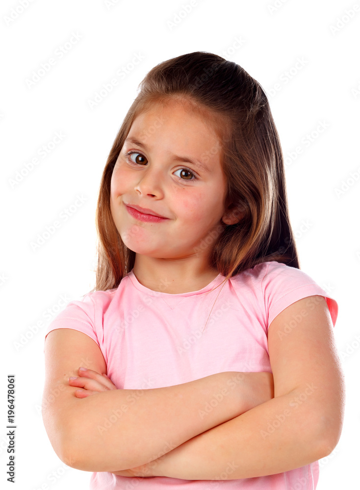 Happy small girl with long straight hair Happy small girl with long straight hair