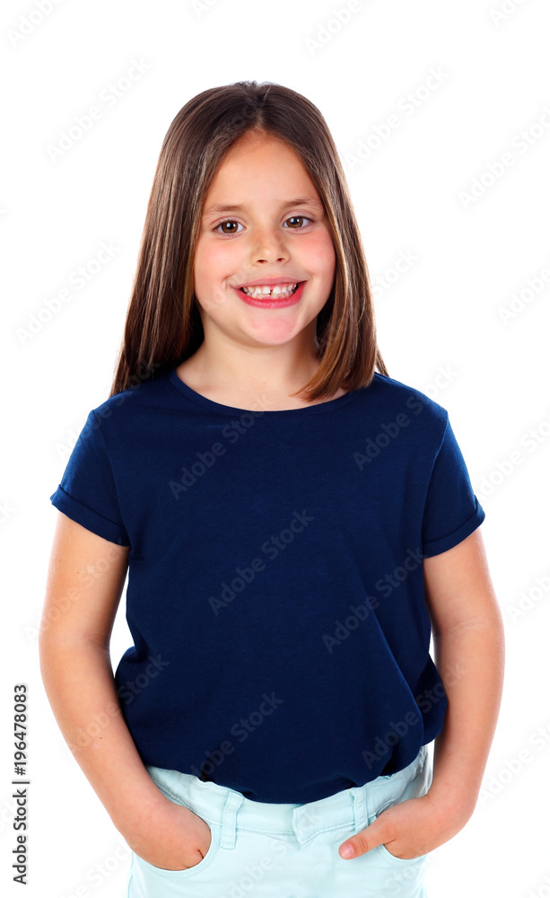 Happy small girl with long straight hair Happy small girl with long straight hair