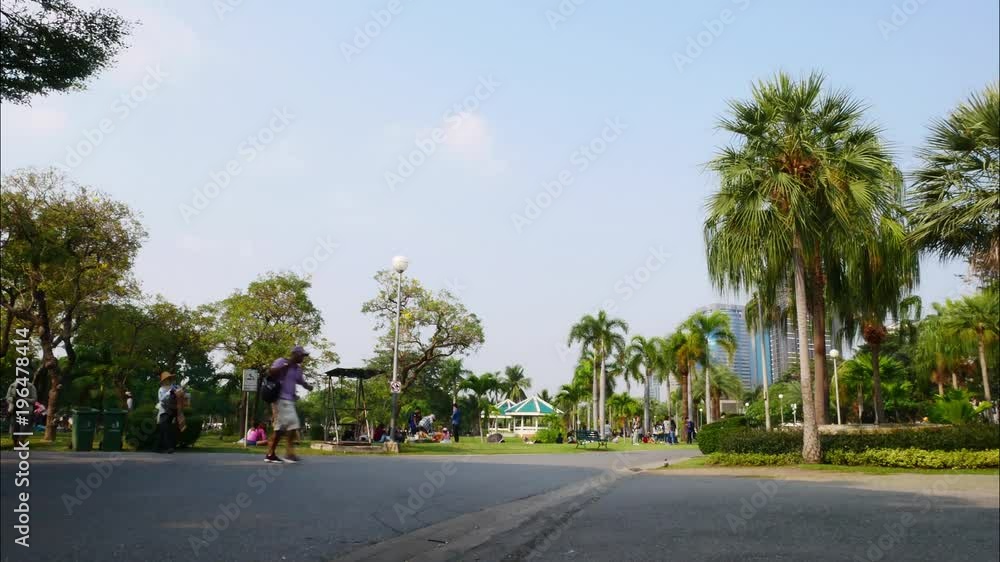 People are playing and exercising in the central park of the capital. Bangkok time lapse People are playing and exercising in the central park of the capital. Bangkok time lapse